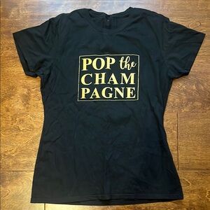 Black Graphic Tee with Gold Print